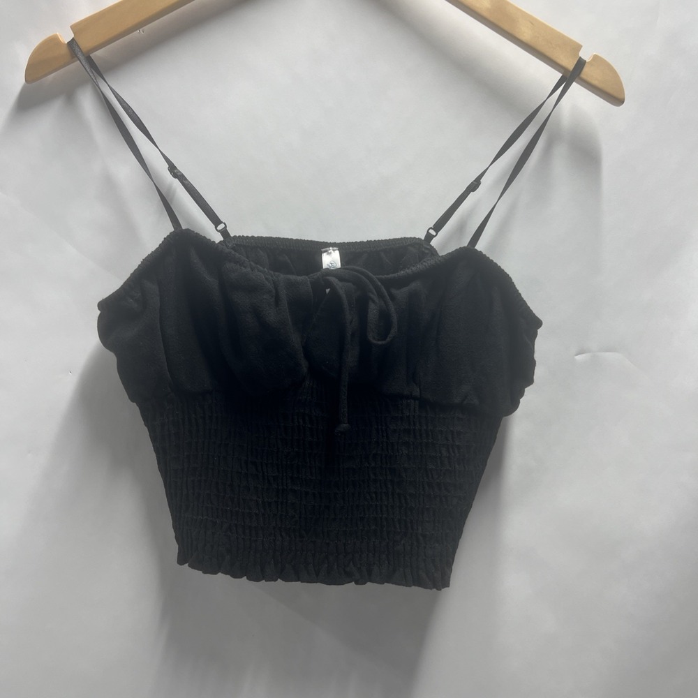 Blue Jasmine Women's Black Tie Crop Top Blouse Size L Large New With Tags.